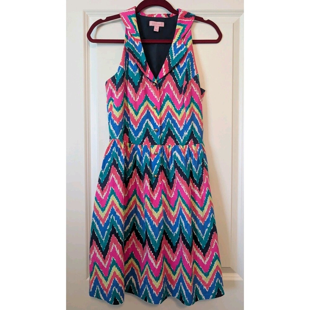 Lilly Pulitzer Size 4 Sherlyn Hearts A Flutter Sleeveless Collared Pockets Dress